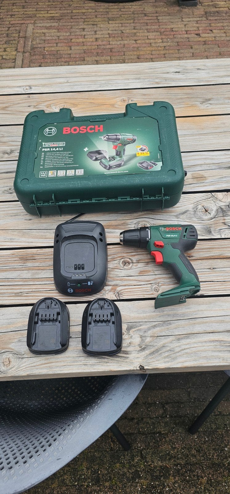 Bosch PSR 14,4 LI Accu's en lader., Doe-het-zelf en Verbouw, Gereedschap | Boormachines, Ophalen of Verzenden, Gebruikt, Minder dan 400 watt