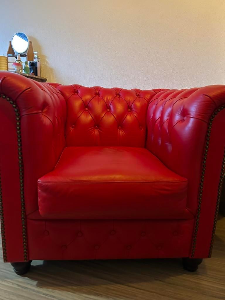 Chesterfield fauteuil, Eenpersoons, 75 tot 100 cm, Ophalen of Verzenden, Zo goed als nieuw