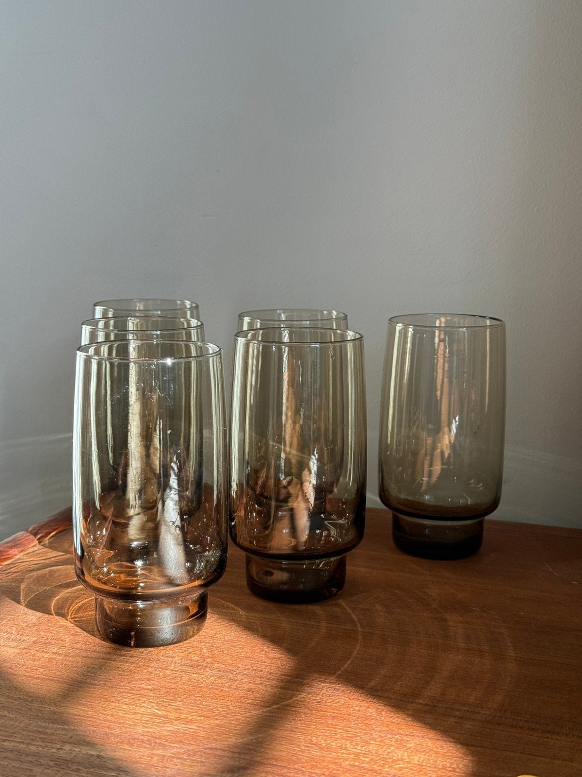 Vintage rookglas (longdrink) glazen - 6 stuks - Luminarc, Q, Q, Ophalen of Verzenden, Zo goed als nieuw