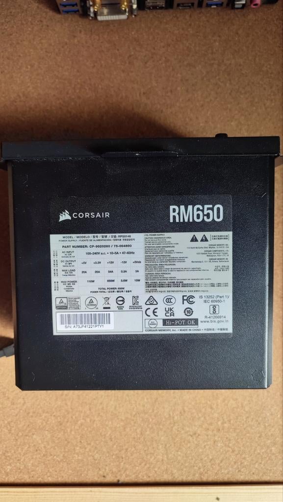 Corsair RM650 Voeding voor PC - 650W, Modulair, Computers en Software, Interne voedingen, Ophalen of Verzenden, Zo goed als nieuw