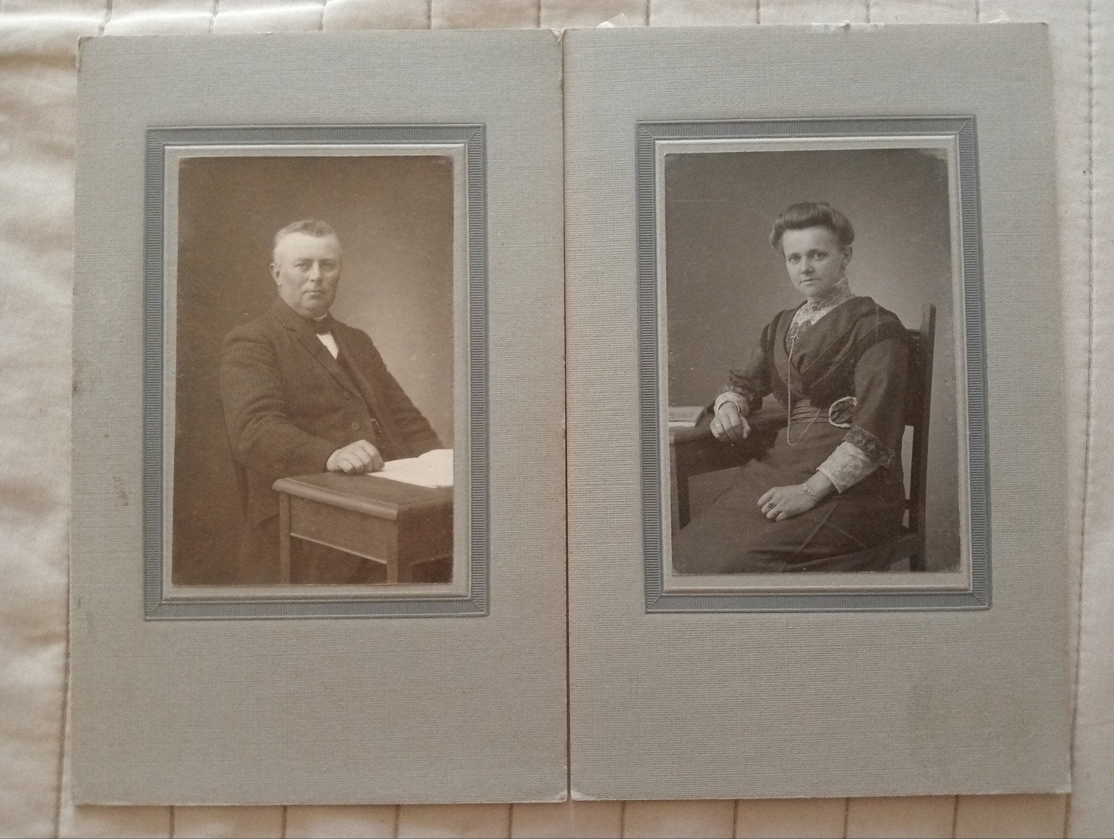 2 x kabinetkaart foto Echtpaar circa 1900, Ophalen of Verzenden