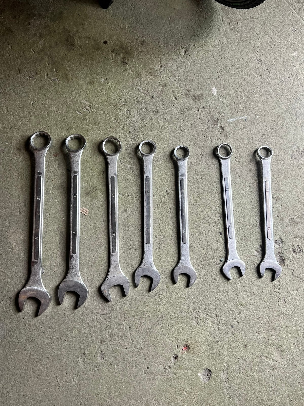Grote steek-ringsleutels 34 t/m 50 mm – 7 stuks, Ophalen of Verzenden, Zo goed als nieuw