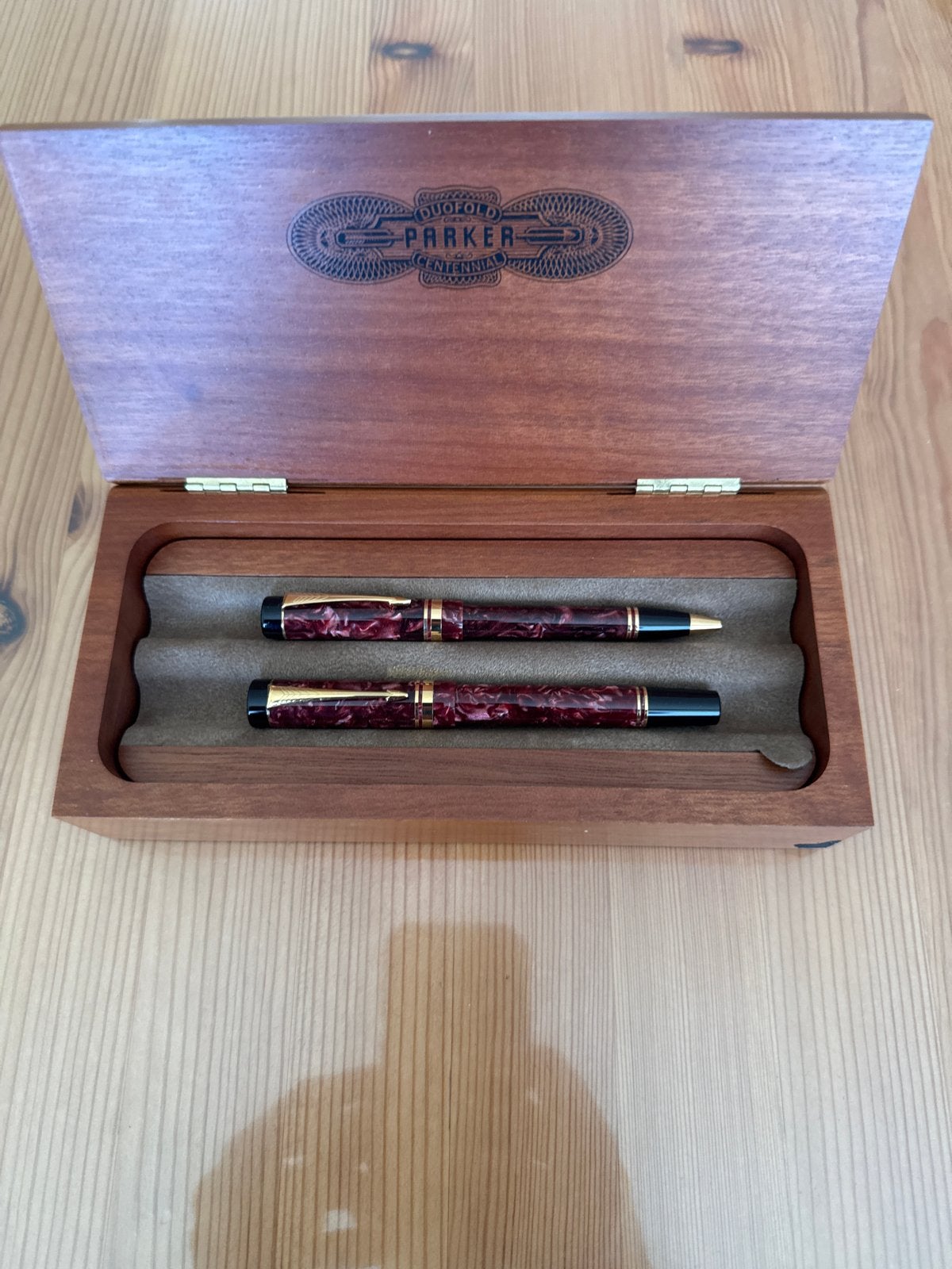 Parker Duofold International Pennenset - Vulpen & Balpen, Verzamelen, Pennenverzamelingen, Pennenset, Parker, Met doosje, Ophalen of Verzenden