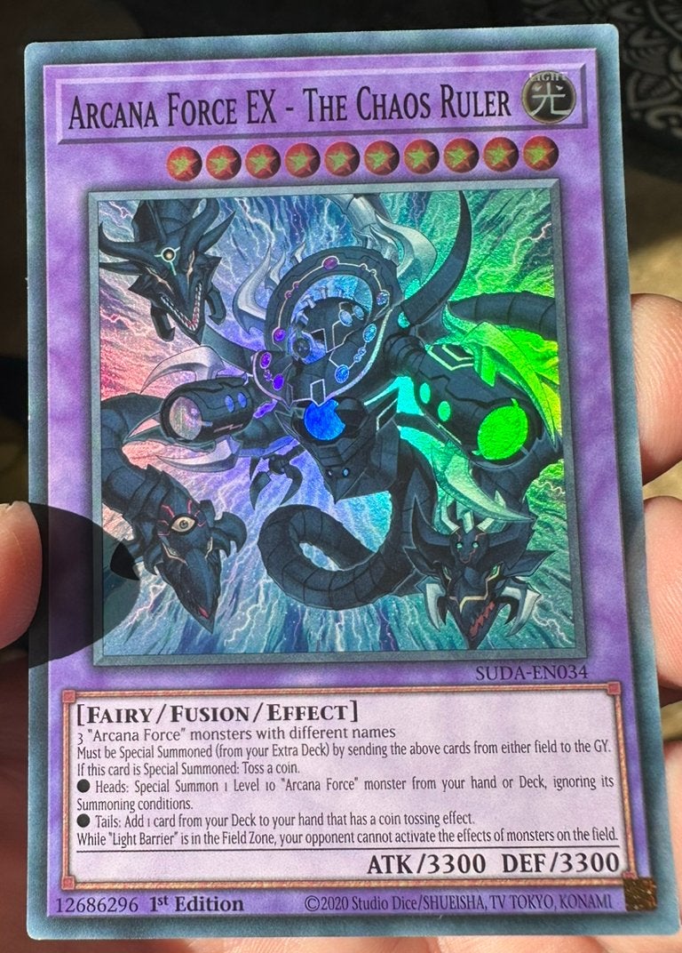 Yu-Gi-Oh! Arcana Force EX - the Chaos Ruler SUDA 1st !, Ophalen of Verzenden, Zo goed als nieuw, Losse kaart, Foil