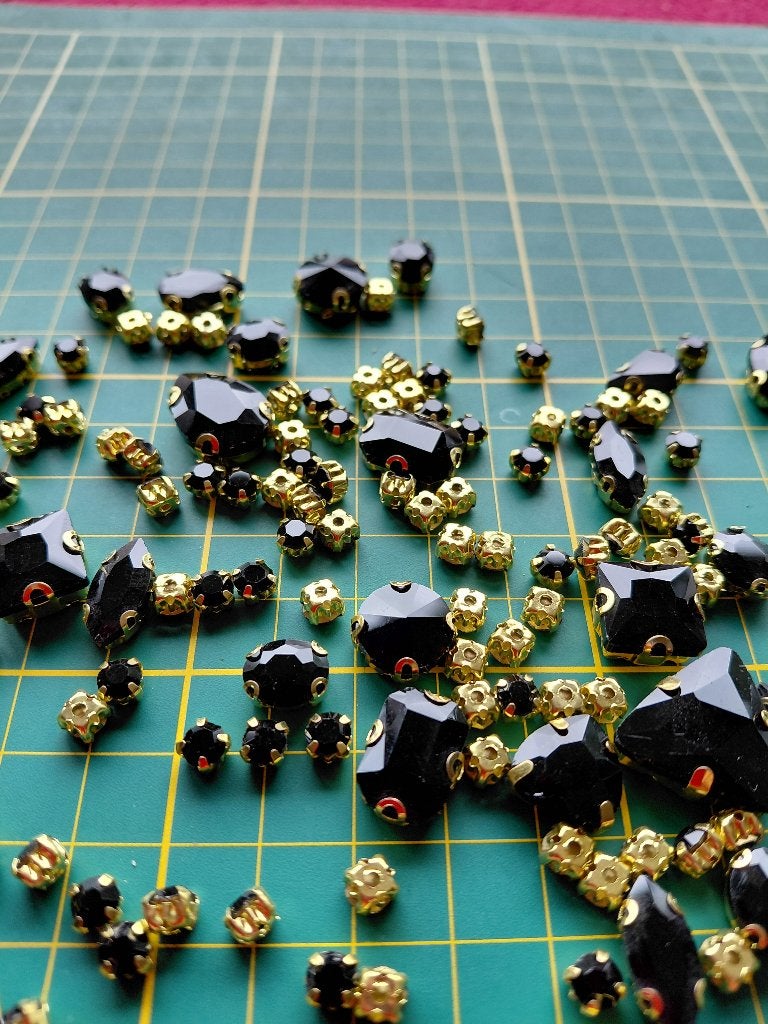 Setje zwarte strass knopen 130 stuks, Verzenden, Nieuw, Knoop of Knopen