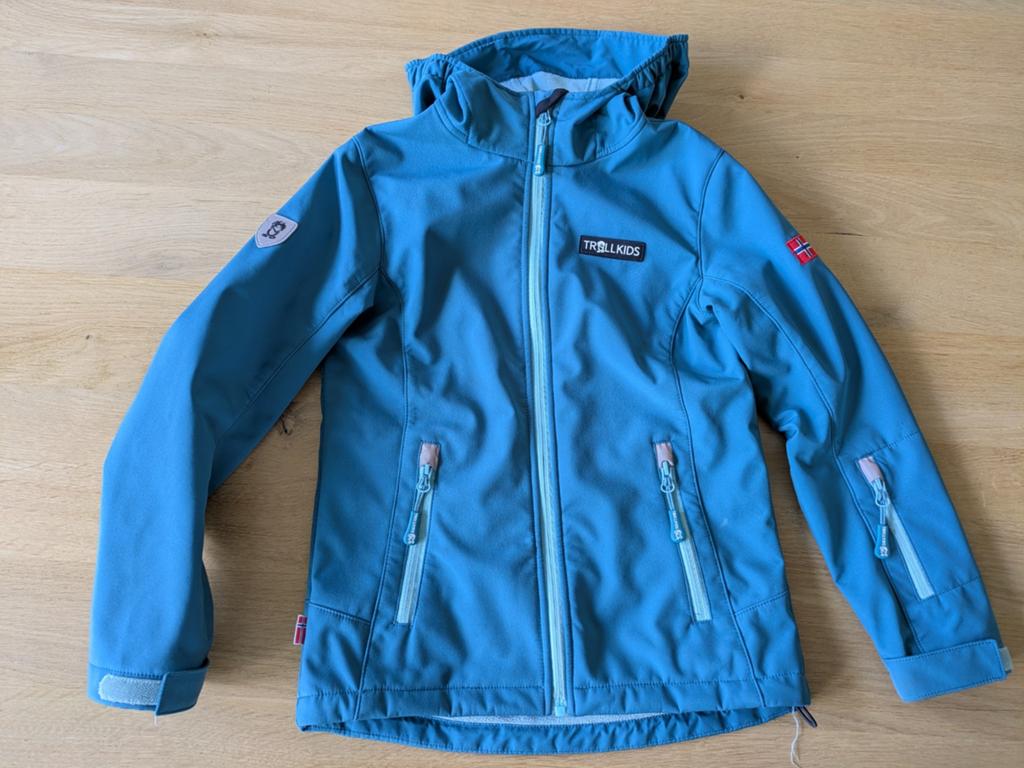 Trollkids Softshell Jas aqua maat 140, Ophalen of Verzenden, Zo goed als nieuw, Trollkids, Jongen of Meisje