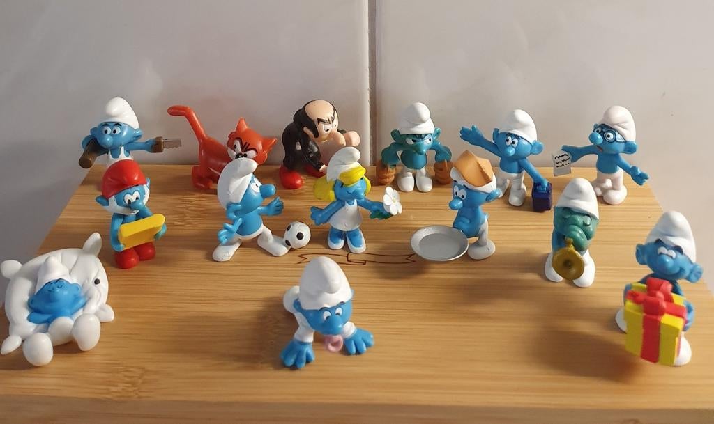 Smurfjes 14 verschillende,  ook leuk voor taartdecoratie, Ophalen of Verzenden, Zo goed als nieuw, Poppetje, Figuurtje of Knuffel