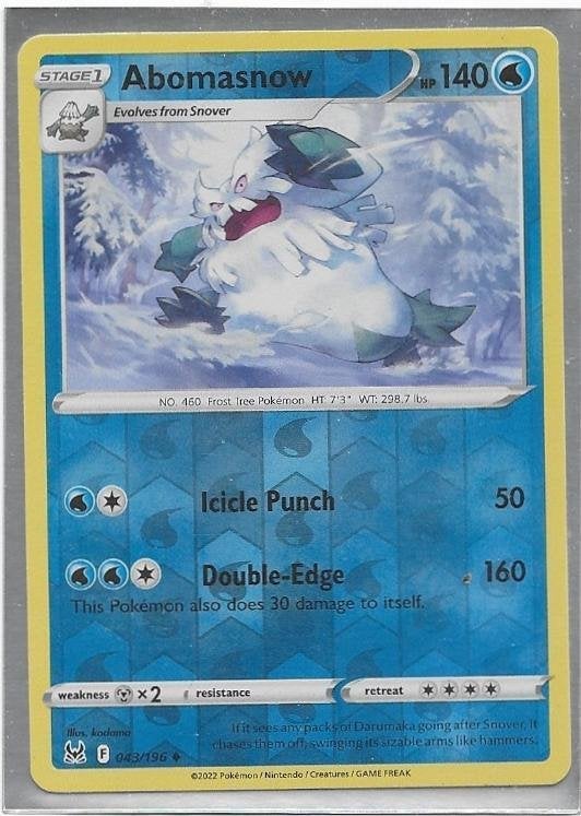 Lost Origin,  Abomasnow [reverse] 43/196, Verzenden, Nieuw, Losse kaart