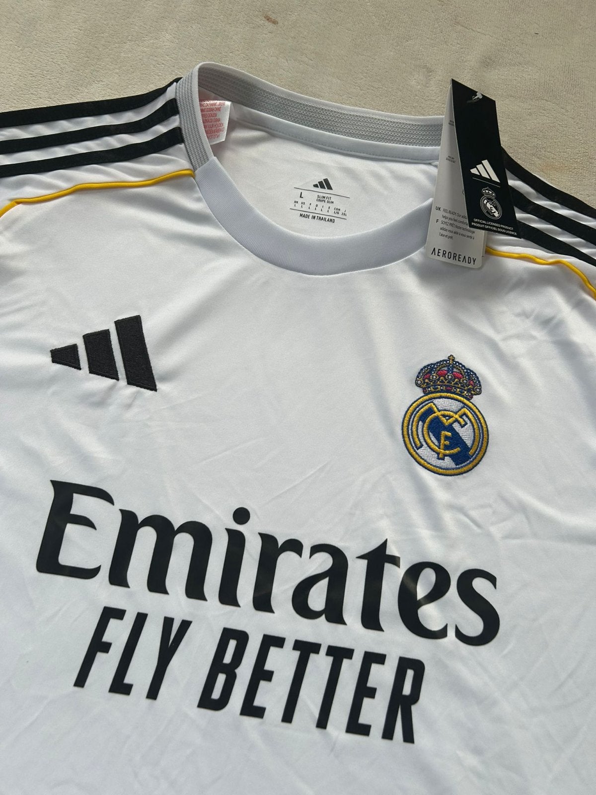 Real Madrid Thuisshirt - Nieuw met labels, Kleding | Heren, Maat 52/54 (L), Wit, Nieuw, Ophalen of Verzenden