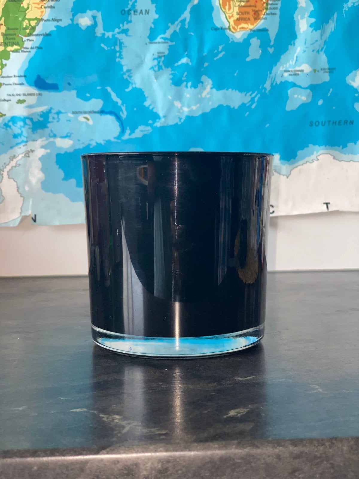 Zwarte glazen pot - 14 cm hoog, Zwart, Ophalen of Verzenden, Zo goed als nieuw, Modern