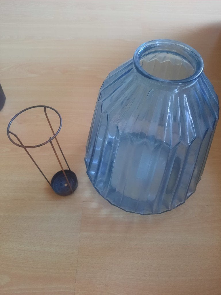 Riverdale blauw windlicht/vaas/waxinelichthouder, Blauw, Ophalen of Verzenden, 27 cm, Windlicht
