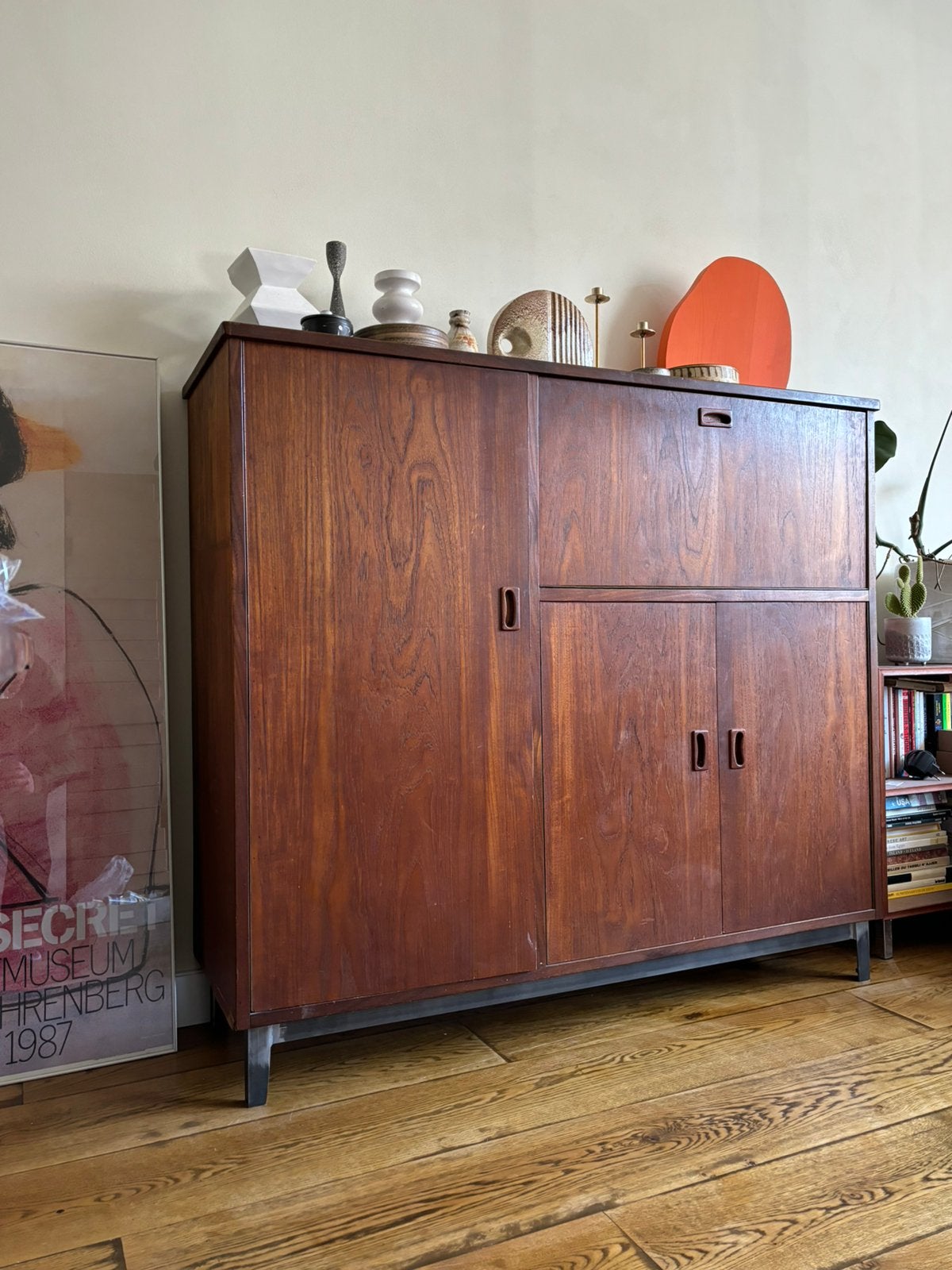 Vintage teak midcentury kast Denmark Deens, Ophalen, Gebruikt, 50 tot 100 cm, Minder dan 100 cm