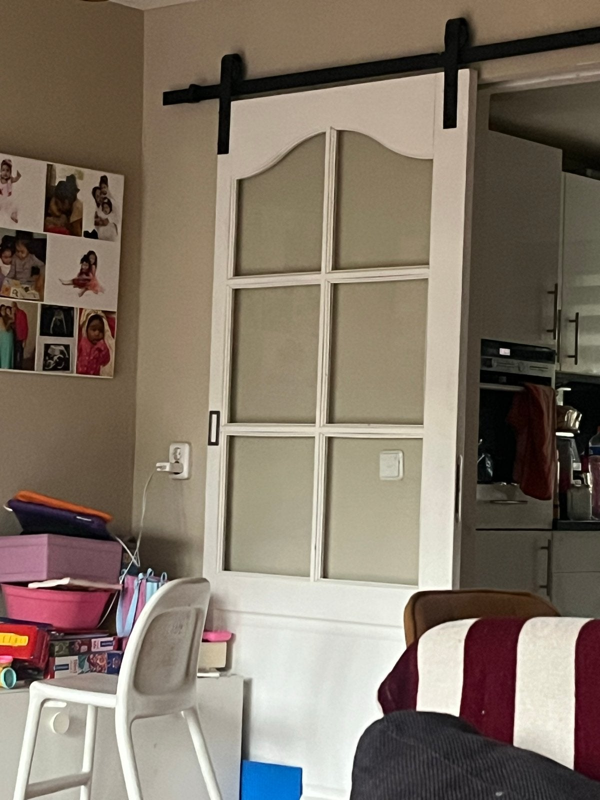 2x Houten binnendeuren met glas, gebruikt als schuifdeuren, Doe-het-zelf en Verbouw, Ophalen, Gebruikt, 80 tot 100 cm, Binnendeur