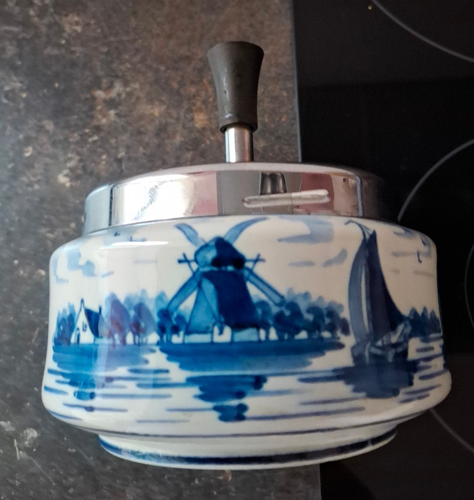 Vintage Delfts Blauw Asbak Handgeschilderd, Ophalen of Verzenden