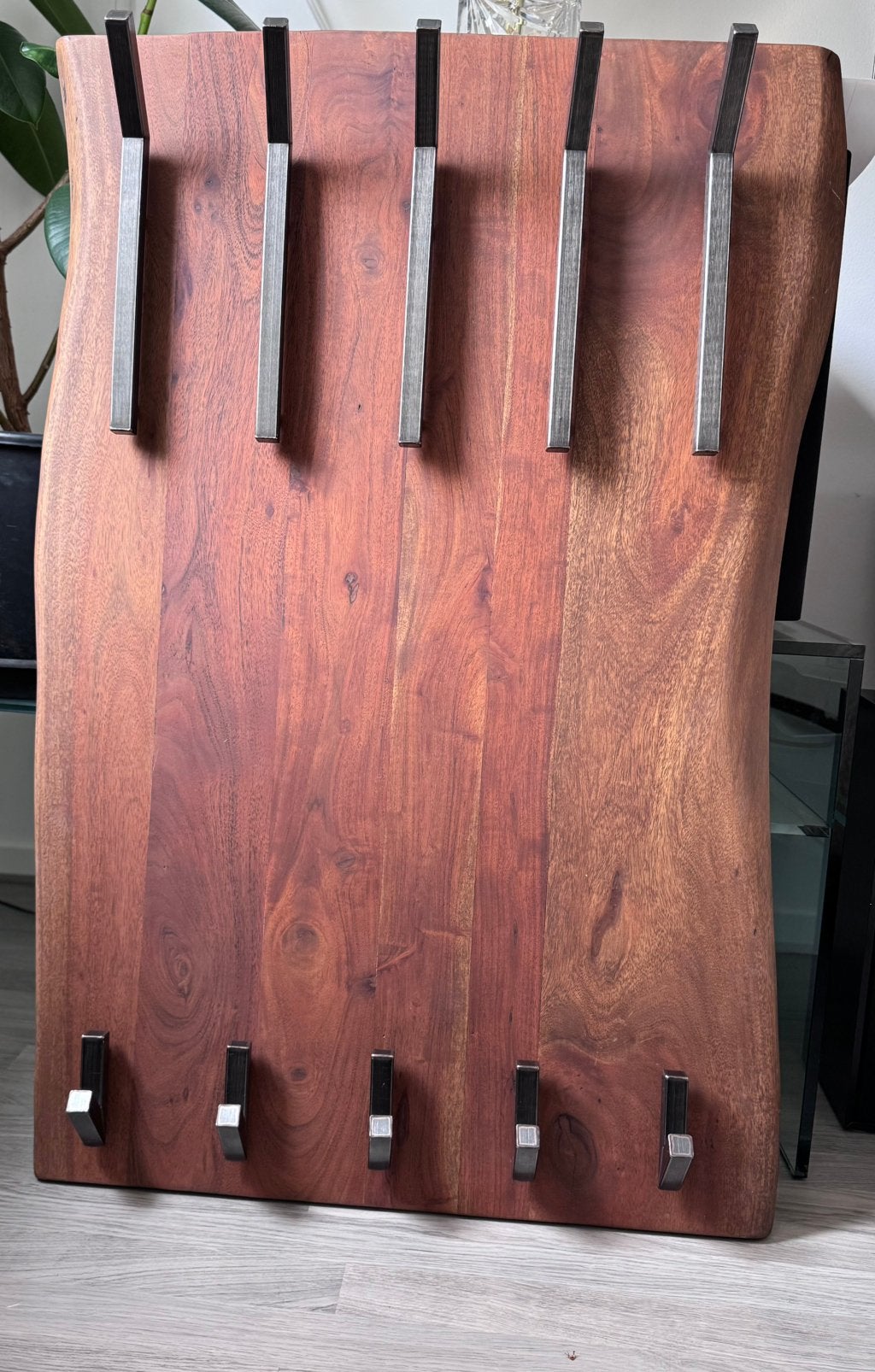 10 haken Unieke massief acacia hout kapstok 68x13x100cm, Zo goed als nieuw, Minder dan 100 cm, Hout, Ophalen
