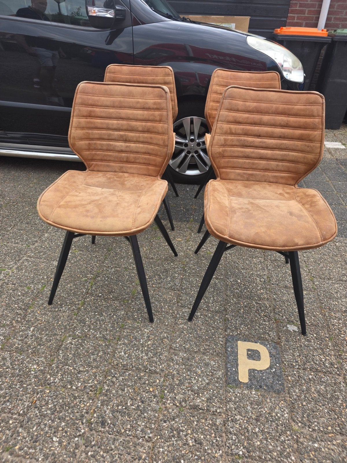 cognac stoelen, Huis en Inrichting, Stoelen, Ophalen, Bruin