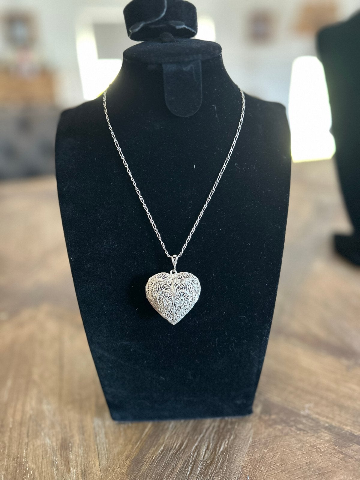 Groot zilveren filigraan hart met ketting (925), Sieraden, Tassen en Uiterlijk, Ophalen of Verzenden, Gebruikt, Zilver, Met hanger