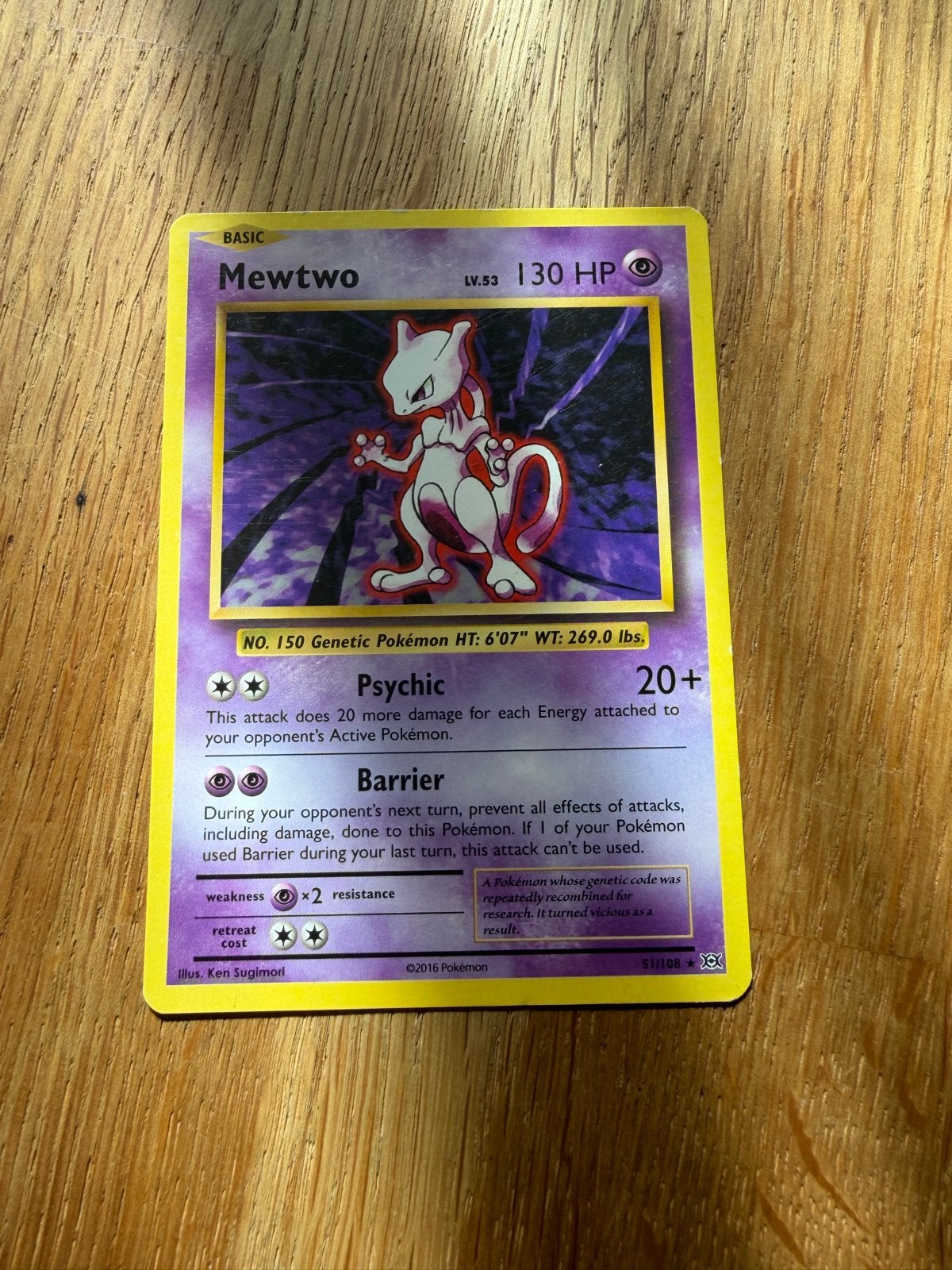Mewtwo Pokémon kaart - Basic - 130 HP - 2016, Ophalen of Verzenden, Gebruikt, Losse kaart