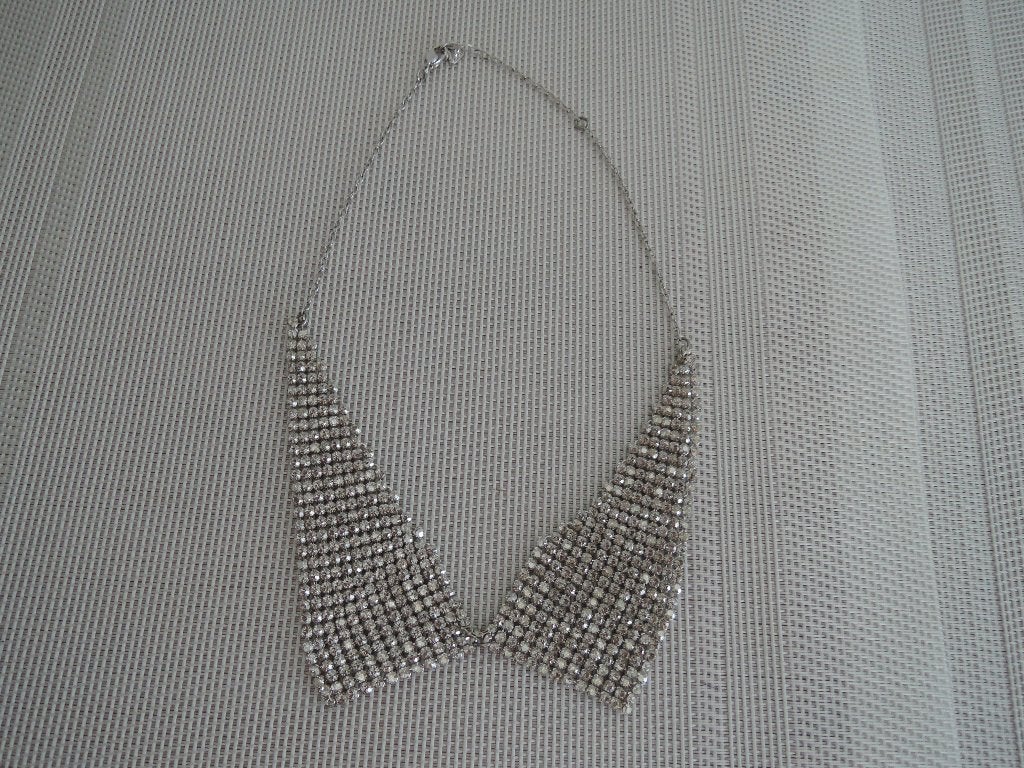 Strass ketting / kraagje, Overige materialen, Ophalen of Verzenden, Zo goed als nieuw, Zilver