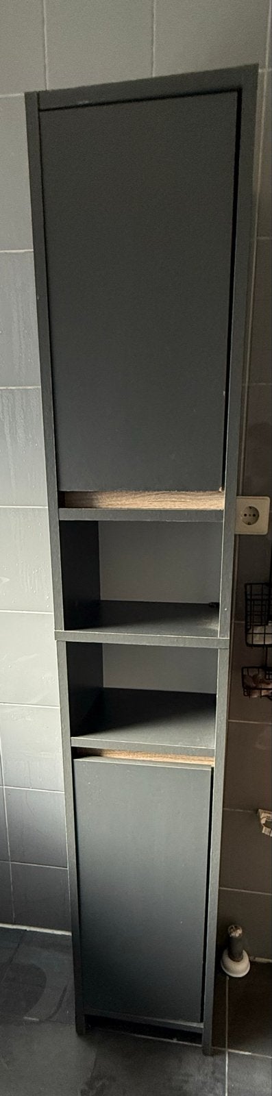 Badkamerkast en wastafelkast - Donkergrijs, Huis en Inrichting, (Half)hoge kast, Minder dan 50 cm, Gebruikt, Ophalen of Verzenden