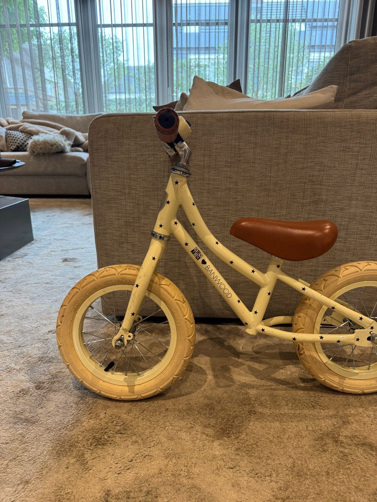 Banwood loopfiets - Crème met sterren, Ophalen, Gebruikt, Velgrem, Minder dan 16 inch