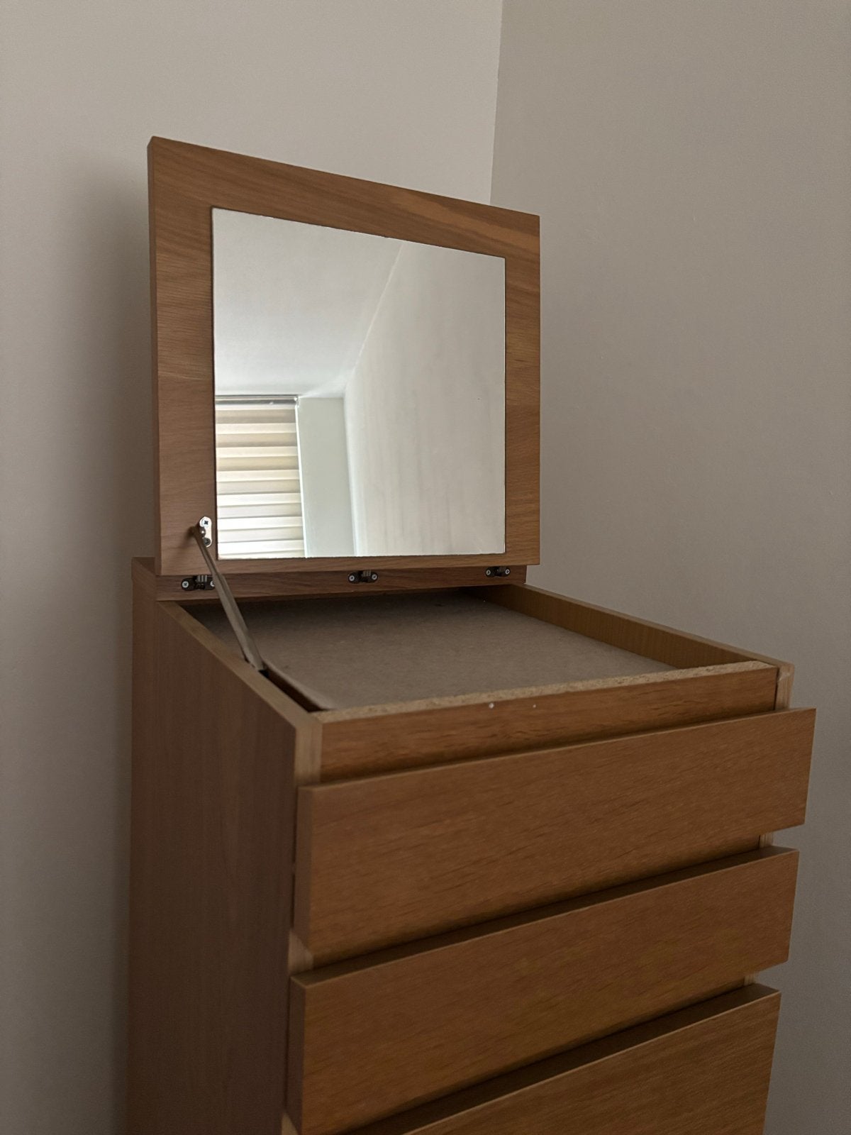 Houten ladekast Ikea Malm met spiegel, Ophalen, Overige materialen, Minder dan 50 cm, Gebruikt
