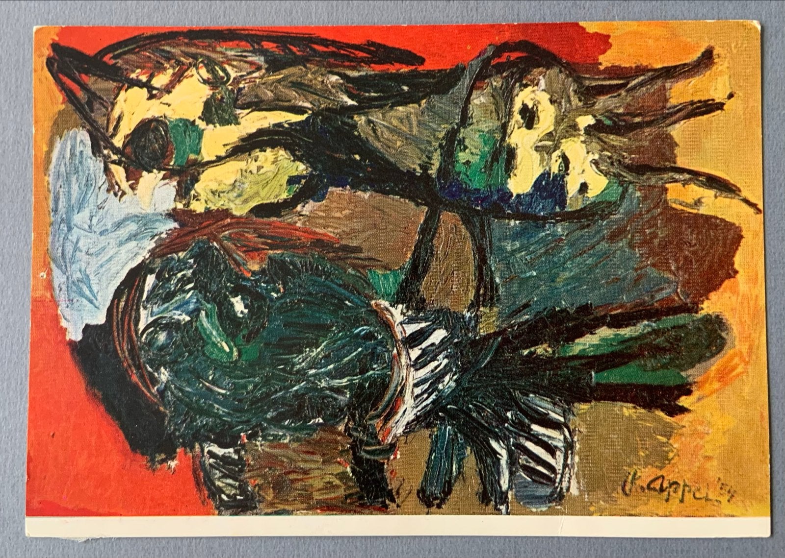 Karel Appel - Twee vogels - Museum Boymans-van Beuningen, Verzamelen, Verzenden, 1940 tot 1960, Gelopen
