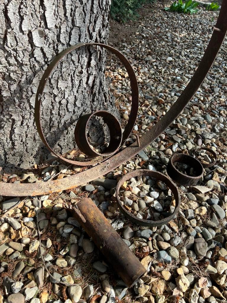 Groot ijzeren karrewiel-reep. Diameter 1,23 mtr - 6 cm, Ophalen, Gebruikt