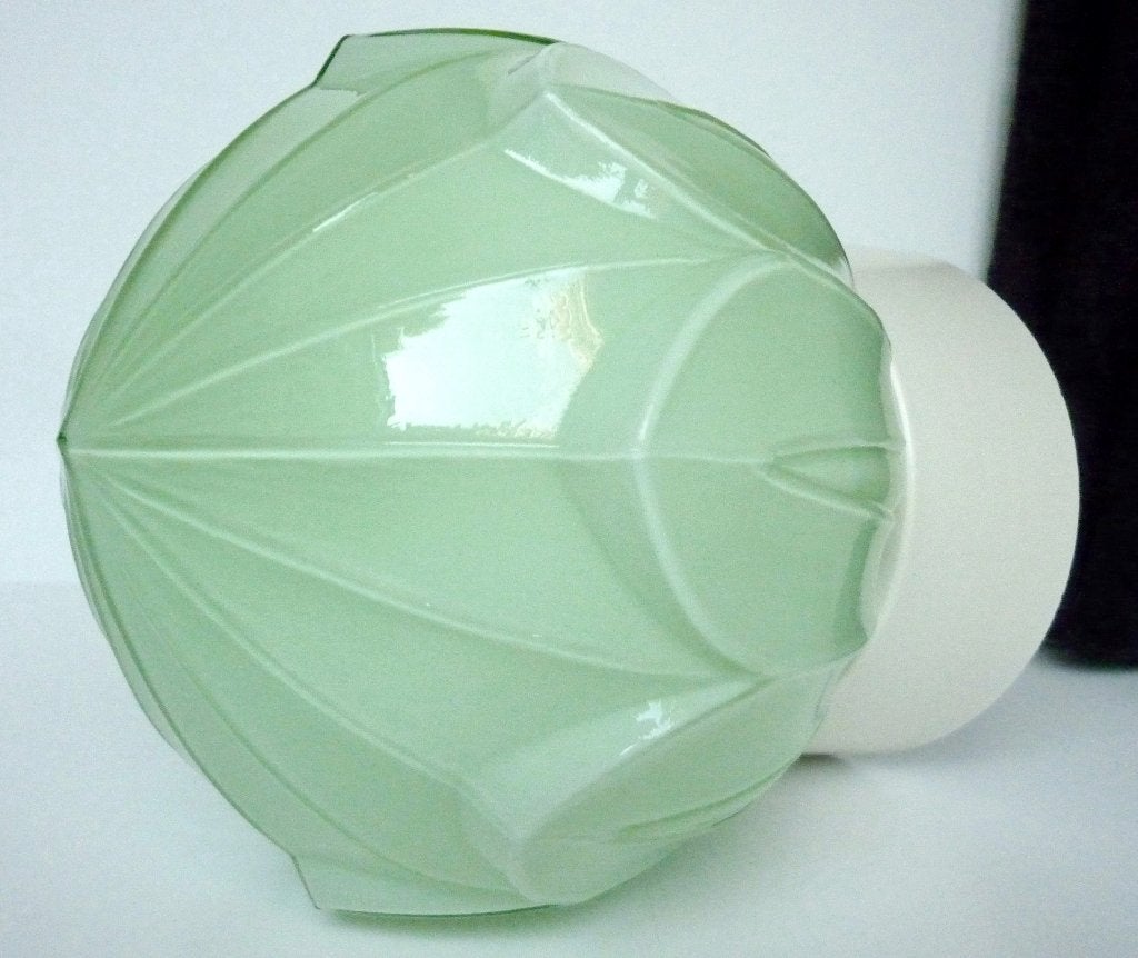 2x Antiek Groen Glazen Jugendstil Thabur Lamp Bollamp PS€80, Antiek en Kunst, Antiek | Lampen, Ophalen of Verzenden