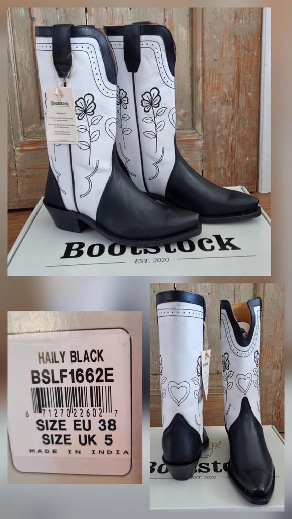 Bootstock Haily Black Cowboylaarzen - Nieuw, EU 38, Kleding | Dames, Schoenen, Hoge laarzen, Zwart, Nieuw, Ophalen of Verzenden