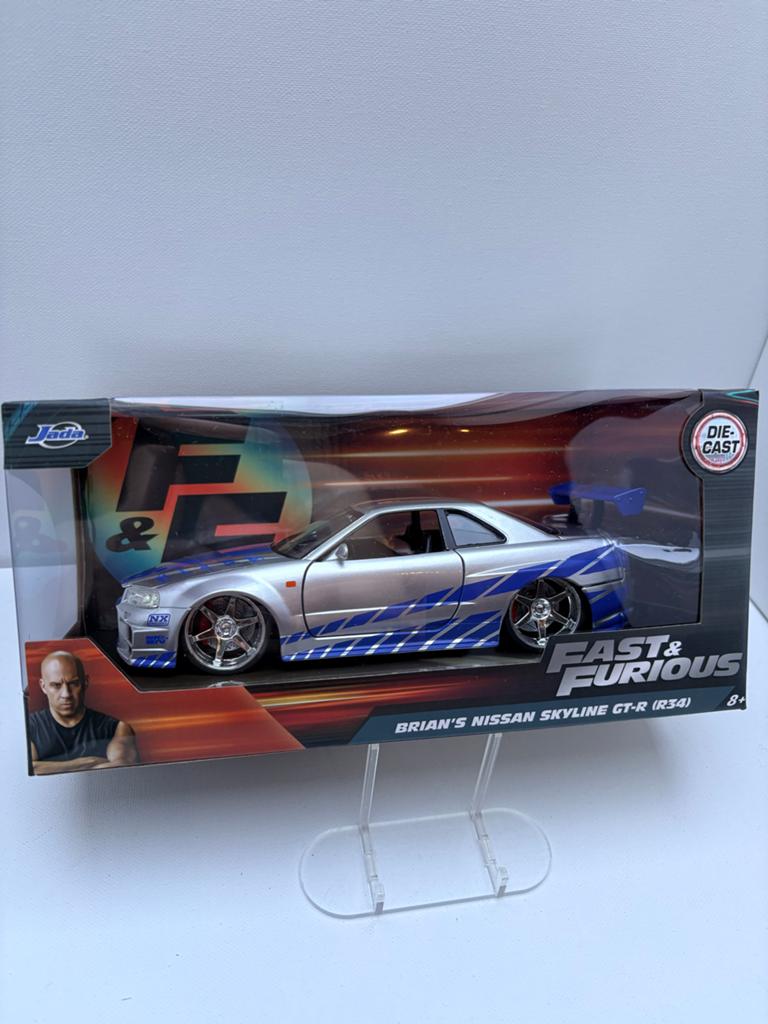 Jada Fast & Furious Brian's Nissan Skyline GT-R R34, Hobby en Vrije tijd, Modelauto's | 1:24, Nieuw, Auto, Jada, Ophalen of Verzenden