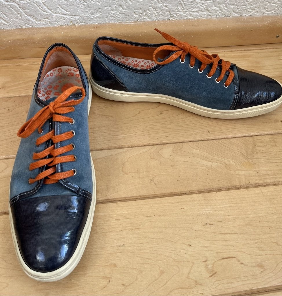 Shoe d'Orange sneakers maat 44 blauwtinten oranje leer suède, Shoe D'Orange, Verzenden, Blauw, Sneakers of Gympen