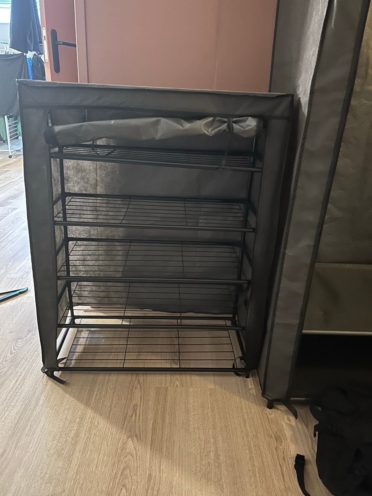 Schoenenrek met 4 lagen, kast met hang en planken, Ophalen, Gebruikt
