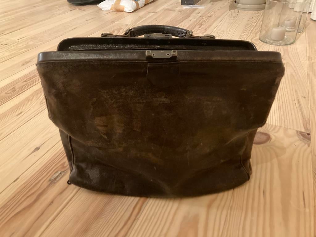 Fred de la brettoniere leren tas vintage, Gebruikt, Bruin, Aktetas of Boekentas, Ophalen of Verzenden