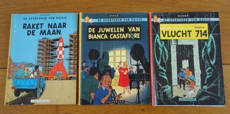 Kuifje Vlucht 714, Raket naar de maan, De juwelen van Bianca, Boeken, Ophalen of Verzenden, Zo goed als nieuw, Meerdere stripboeken