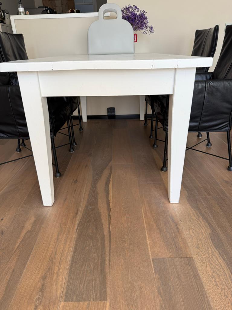 Stevige Witte Kloosterhouten Eettafel met Lades, Gebruikt, Vijf personen of meer, 150 tot 200 cm, Rechthoekig
