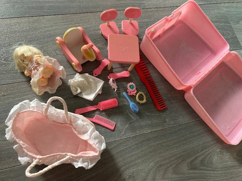 Vintage retro koffertje poppenhuis Sekihuchi My Little Baby, Kinderen en Baby's, Ophalen of Verzenden, Zo goed als nieuw, Overige typen