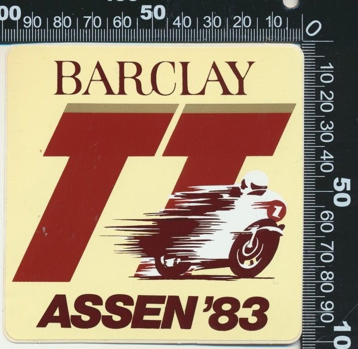 Sticker: TT Assen - 1983 - Barclay (2), Ophalen of Verzenden, Zo goed als nieuw, Auto of Motor