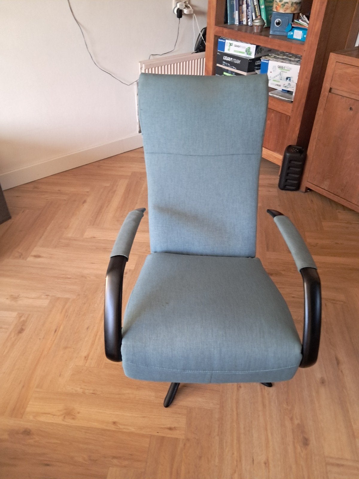 Uitklapbare fauteuil/relaxstoel - Groen/Blauw, Ophalen, Gebruikt, Overige materialen, Modern comfort