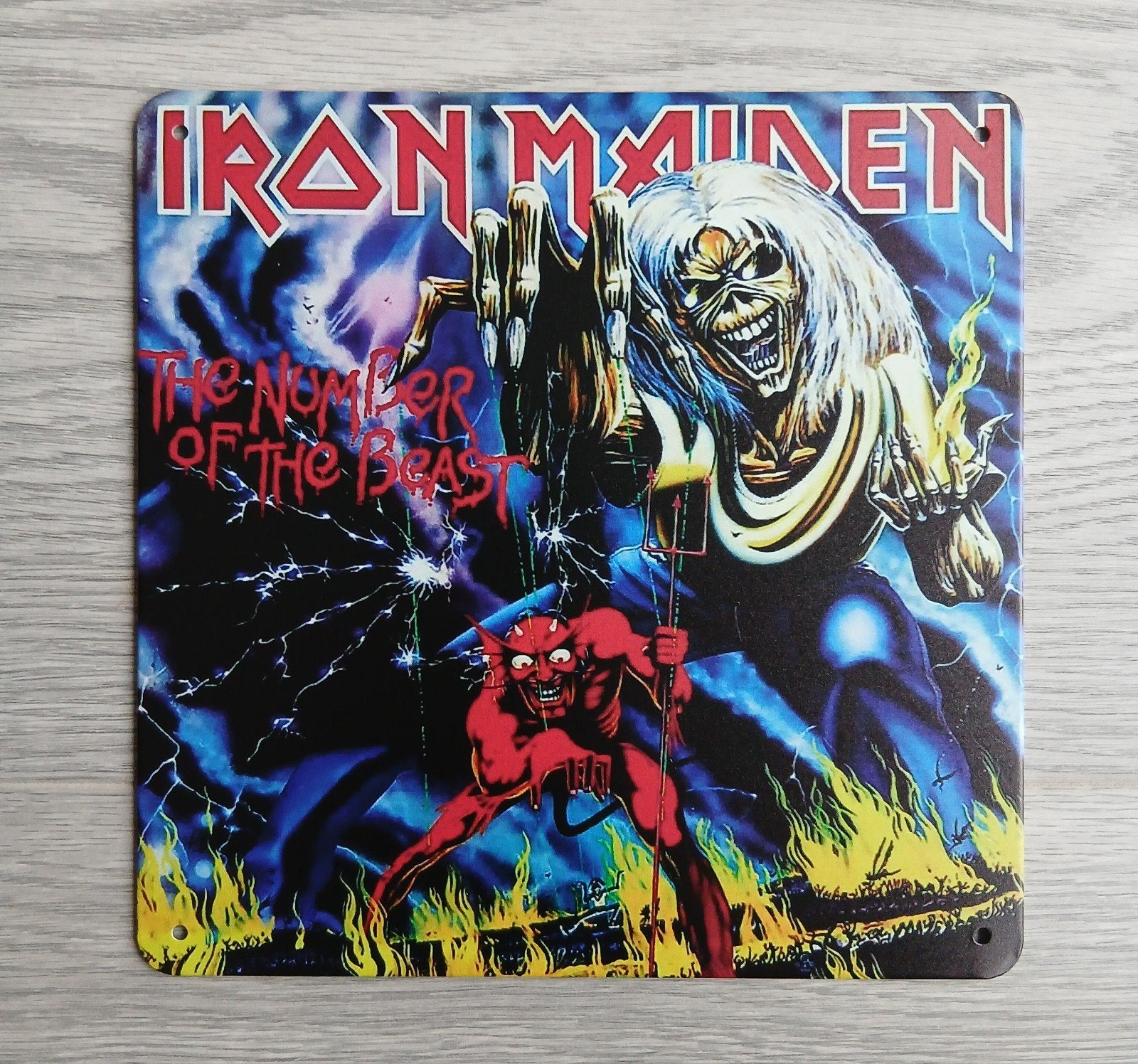 Iron Maiden The Number Of The Beast 20x20 cm Reclamebord, Ophalen of Verzenden, Nieuw