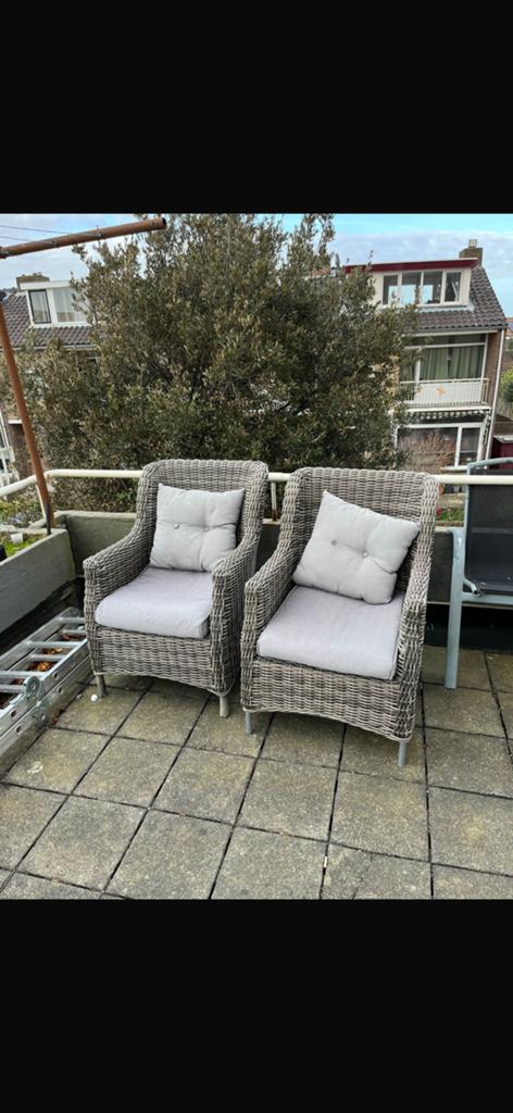 Twee tuinstoelen wicker, Tuin en Terras, Tuinstoelen, Ophalen, Gebruikt, Wicker