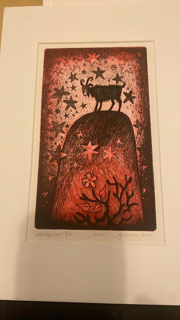Ets / Aquatint "Kerst" (7/40) – Geert Vullings (2004), Ophalen, Ets, Origineel, 2000 tot heden