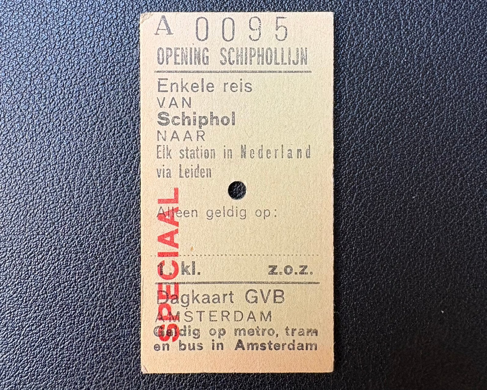 Treinkaartje ‘Opening Schiphollijn’ (1981), Ophalen of Verzenden, Zo goed als nieuw, Trein