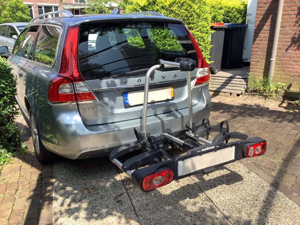 Fietsendrager op trekhaak kantelbaar  fabr. Uebler p22, Ophalen, Elektrische fiets, Zo goed als nieuw, 2 fietsen