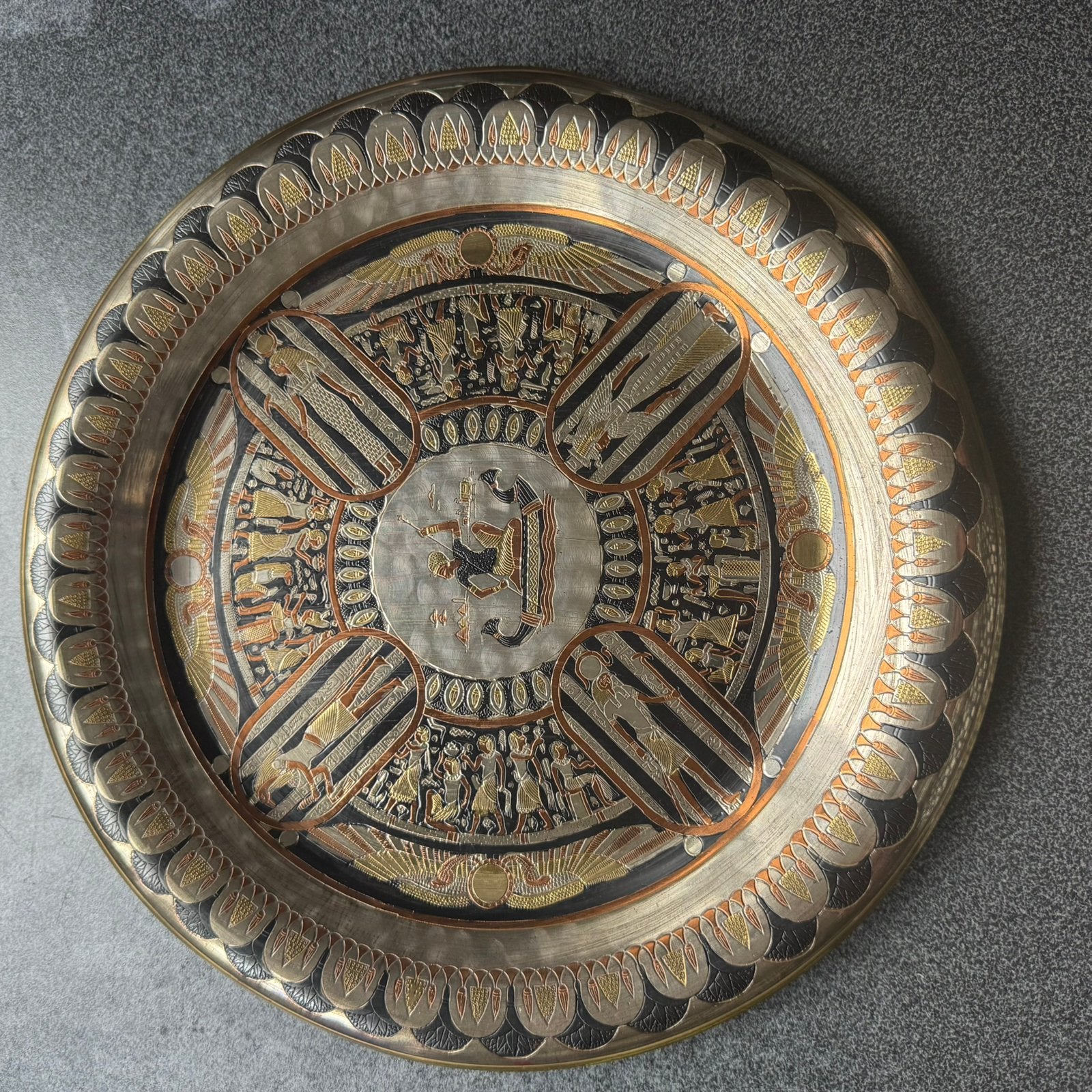Decoratieve Egyptische koperen schaal/wanddecoratie, Ophalen of Verzenden