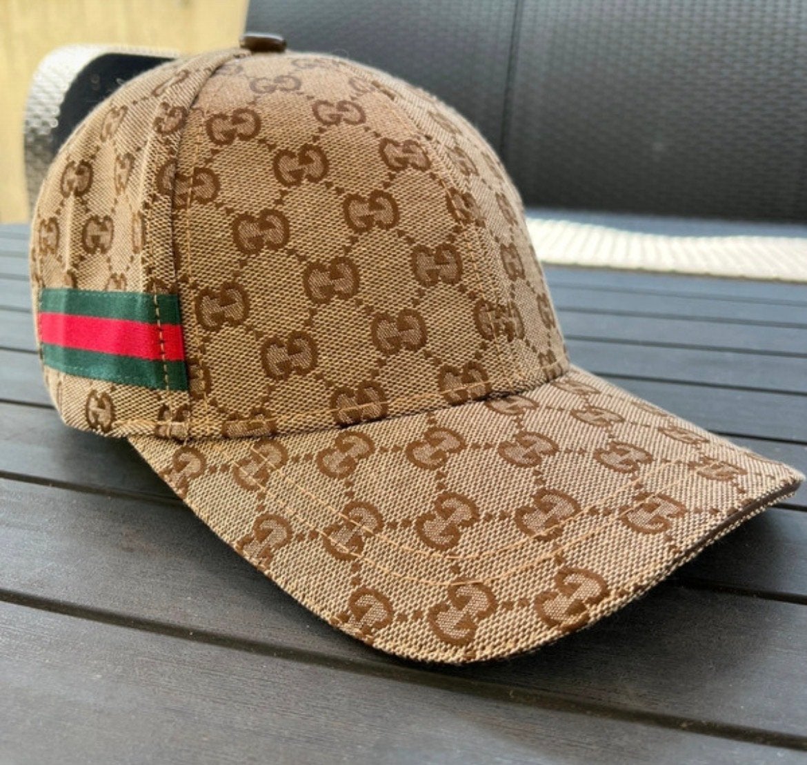 Gucci Pet met Monogram en Webstreep, Verzenden, Zo goed als nieuw, One size fits all, Pet