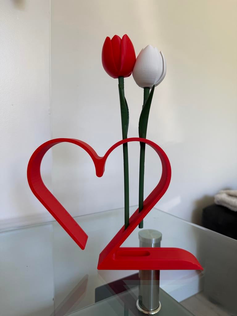 Hartvormige bloemenhouder - Rood (excl. tulpen), Huis en Inrichting, Woonaccessoires | Vazen, Nieuw, Ophalen of Verzenden, Rood