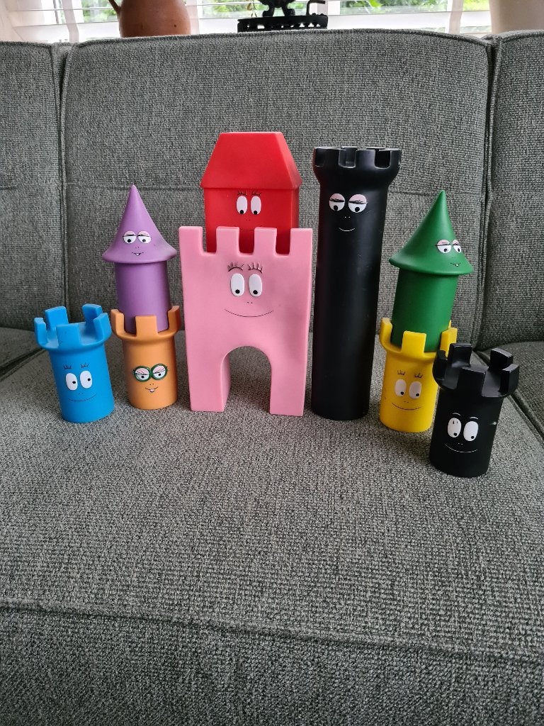 Barbapapa plastoy kasteel 9 blokken poppetjes, Verzamelen, Poppetjes en Figuurtjes, Plastoy, Gebruikt, Verzenden, Nvt