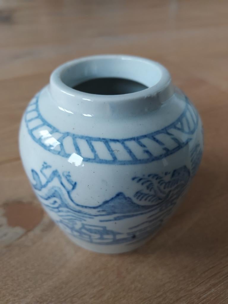 Authentieke Chinese blauw-witte porseleinen gemberpot, Antiek en Kunst, Ophalen of Verzenden