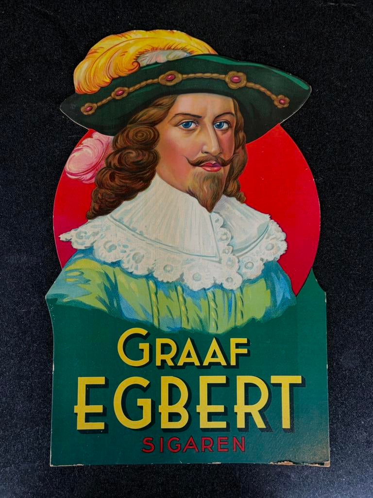 Heel mooi reclamebord graaf egbert sigaren Dejaco Culemborg, Ophalen, Gebruikt, Reclamebord